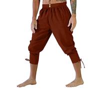 Medieval Trousers Men's Viking Linen Trousers Men's Long Gothic Steampunk Pirate Trousers with Drawstring and Pockets Renaissance Lace-up Trousers Victorian Sports Trousers Lightweight Fabric Trousers