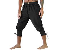 Medieval Trousers Men's Viking Linen Trousers Men's Long Gothic Steampunk Pirate Trousers with Drawstring and Pockets Renaissance Lace-up Trousers Victorian Sports Trousers Lightweight Fabric Trousers