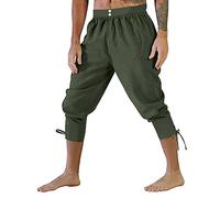 Medieval Trousers Men's Viking Linen Trousers Men's Long Gothic Steampunk Pirate Trousers with Drawstring and Pockets Renaissance Lace-up Trousers Victorian Sports Trousers Lightweight Fabric Trousers