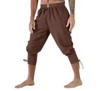 Medieval Trousers Men's Viking Linen Trousers Men's Long Gothic Steampunk Pirate Trousers with Drawstring and Pockets Renaissance Lace-up Trousers Victorian Sports Trousers Lightweight Fabric Trousers
