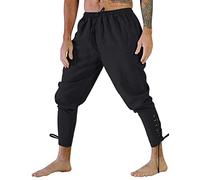 Medieval Trousers Men's Viking Linen Trousers Men's Long Renaissance Lace-up Trousers with Drawstring Victorian Pirate Trousers Gothic Steampunk Fabric Trousers Lightweight Sports Trousers Halloween