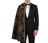 Medieval Tudor Renaissance Cape Men's Elegant King Cape Polyester Brocade Pattern 110 cm Renaissance Market Cosplay Halloween LARP Costume