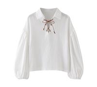 Medieval Tunic for Boys Cosplay T-Shirts | Long-Sleeved Lace-Up Halloween Costume for Renaissance Viking Warrior Knight Cosplay Carnival Stage Performance