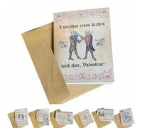 Medieval Valentine’s Cards with Envelopes, Funny Medieval Meme Valentine Cards with Weird Guys, Medievals Card with Kraft Envelopes, Unique Humorous Greeting Card for Boyfriend, Girlfriend (C)