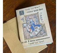 Medieval Valentine's Cards, Funny Medieval Meme Valentine Card with Illuminated Manuscript Art with Envelopes, Quirky Valentine Gift for Partner, Friends & Medieval Art Enthusiasts (Khaki-3)