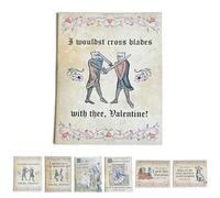 Medieval Valentine's Cards with Envelopes, Illuminated Manuscript Style Medieval Meme Valentines, Weird Guys, Meme Valentine's Cards, for Couples &Medieval Art Enthusiasts(Style2)