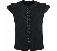 Medieval Vest Men Medieval Costume Viking Vests Pirate Lace-Up Renaissance Waistcoat Gothic Steampunk Retro Victorian Tank Top Halloween Cosplay Waistcoat Skin Velvet Vest Leisure Party Wear