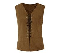 Medieval Vest Men | Solid Sleeveless Waistcoats Gothic Lace-Up Steampunk Pirate Costume Top 18th Century Renaissance Viking Vest Halloween Cosplay Waistcoat