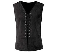 Medieval Vest Men's Pirate Costume Renaissance Victorian Sleeveless Gothic Viking Steampunk Halloween Cosplay Vests Gothic Steampunk Tank Top Vintage Classic Streetwear