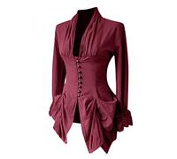 Medieval Victorian Blouse Women's Ruffle Blouse Medieval Lace Shirt Gothic Blouse for Party Top Lolita Long Sleeve Vintage Baroque Top Steampunk Renaissance Blouses, A wine, M