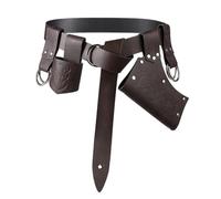 Medieval Viking Accessories Set, 5Pcs Knight Viking Embossed Belt Costume Accessories Medieval Renaissance Leather Belt Sword Dagger Frog Case Sword Holster Set for Halloween Knight Viking Cosplay