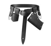 Medieval Viking Accessories Set, 5Pcs Knight Viking Embossed Belt Costume Accessories Medieval Renaissance Leather Belt Sword Dagger Frog Case Sword Holster Set for Halloween Knight Viking Cosplay