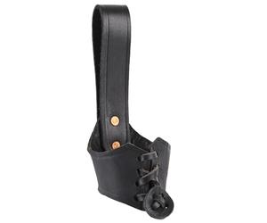 Medieval Viking Belt Attachment / Leather Holder for Drinking Horn 0.2 l and 0.3 l / Black / LARP (Live Action Role-Playing)