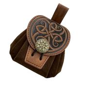 Medieval Viking Belt Pouch,Retro Renaissance Portable Belt Bag Vintage Embossed Faux Leather Coin & Dice Bag for LARP, Renaissance Faire & Costume Accessories(Brown)