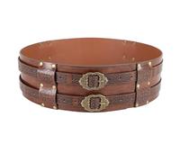 Medieval Viking Belt, Wide Embossed Buckle Belt, Faux Leather Armor Belt, Nordic Knight Corset Belt, Celtic Leather Belt, Renaissance Accessories for Halloween Cosplay (Brown)