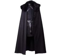 Medieval Viking Cosplay Costume Night's Watch Suit Halloween Renaissance Costume Cloak Outfit, Black, X-Large