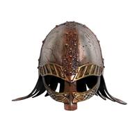 Medieval Viking Helmet for Men, Realistic Cosplay Photo Prop, One Size | Reinforced Plastic, Decorative Rivets, Iconic Nose Guard, Lightweight Design, for Festivals, Theatre Performances and Themed