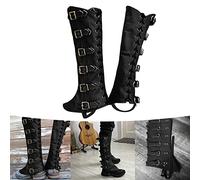 Medieval Viking Leather Half Lace Up Buckle Shoes Boots Cover Steampunk Vintage Hiking Gaiter Men Women Larp Knight