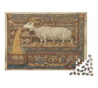 Medieval Viking Manuscript Illustrations, Goats Jigsaw Puzzles Challenge Toy Educational Games Home Decoration for Adults& Teenager Age 14 Years Up 1000pcs (75x50cm)