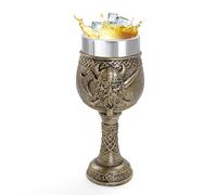 Medieval Viking Odin Wine Goblet Chalice- Beer Drinking Cups for Men Party | Resin with Stainless Steel Insert, 200ML Capacity skull Mug, Gothic Novelty Gifts for Father's Day Halloween Decoration