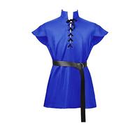 Medieval Viking Pirate Tunic Costume for Men with Belt - Renaissance Outfit for Cosplay, Halloween, Medieval Fest & Carnival