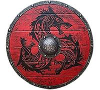 Medieval Viking Round Shield Dragon Printed for Battle Best Gifted Item Soldier/Warrior 24 Inch Wall Decor Shield (Pink/Black, 30 INCH)