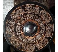 Medieval Viking Round Shield, Wood & Steel LARP Replica Armor with Bird Design for Halloween, Templar, Norse Decor - Cosplay Warrior Shield(9#)