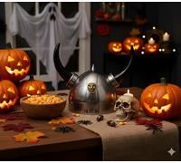 Medieval Viking Warrior Horns Armor Helmet With Stand