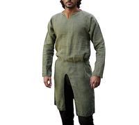 Medieval Viking Warrior Robe Medieval Tunic Knight Shirt Skirt Robe Cosplay Costume Halloween Party Medieval Weapon Skirt - Men's Bryen Wine Red Viking Tunic Medieval Clothing, Army Green, XXXL