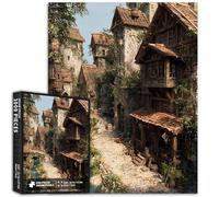 Medieval Village 1000 Piece Jigsaw Puzzles for Adults Ancient-Style Architectural Art Jigsaw Puzzle Colorful DIY Puzzles for Home Decoration Gifts Family Puzzle Perfect for Game Nights 50×70cm