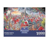 Medieval Village Challenging & Brainteasing Puzzle: Colorful Town with Old Buildings for Adults & Kids Age 12 Years Up 38x26cm/1000pcs