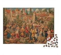 Medieval Village Jigsaw Puzzles. 1000pcs (75x50cm) Summer Harvest Festival Whimsical Challenge Toy for Educational Games Gifts