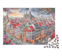 Medieval Village Jigsaw Puzzles for Adults Challenging Puzzle Games Difficult Challenges 1000 Piece Cute Difficult Hard Jigsaw Puzzles for Man And Woman with Letters on Back 70x50cm/1000pcs