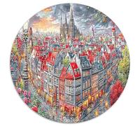 Medieval Village Jigsaws Puzzles for Men And Women 1000 Pieces Castle Puzzle Beautiful Decoration Challenging Games Fun Details 1000pcs (67.5x67.5cm)