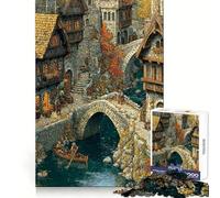 Medieval Village Scene with Stone Bridges Puzzle for Teenagers 1000 Pieces Sharp Brain Decompress Family Bond Birthday Idea (50x75cm)