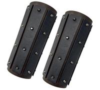 Medieval Vintage Faux Leather Bracers,Viking Gauntlet Wristband,Wide Mercenary Arm Guards,Renaissance Knight Arm Cuff Armor for LARP (Dark Brown A)