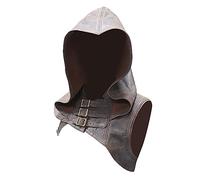 Medieval Vintage Hood Hat for Men Women UK Clearance, Unisex Faux Leather Guards Hat Buckle Shoulder Cowl Solid Color Cap Stage Performance Clothes Halloween Cosplay Costume Party Accessory Props