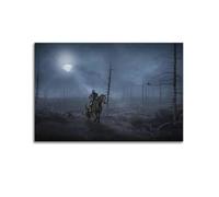 Medieval Vintage Knight Poster Paladin Warrior Under The Night Poster Decorative Painting Canvas Wall Art Picture Print Modern Family Bedroom Decor 16x24inch(40x60cm)