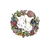Medieval Vintage Retro Literary Rabbit Brooch Heavy Work Full Of Rhinestones Little White Rabbit Brooch