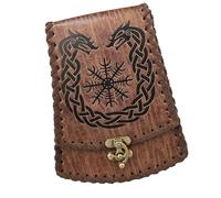 Medieval Waist Bag Vintage Embossed Leather Belt Pouches Medieval Waist Pack Phone Bag Coin Purse for Men Women Cosplay LARP Coin Purse
