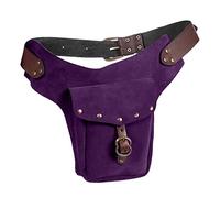 Medieval Waistpack Bag Leather Small Purse Leather Sporting Riding Hip Fanny Waist Athletic Leggings for Women High Waist Pack (Purple, One Size)
