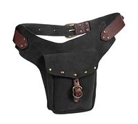 Medieval Waistpack Bag Leather Small Purse Leather Sporting Riding Hip Fanny Waist Athletic Leggings for Women High Waist Pack (Black, One Size)