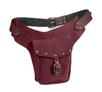 Medieval Waistpack Bag Leather Small Purse Leather Sporting Riding Hip Fanny Waist Athletic Leggings for Women High Waist Pack (Red, One Size)