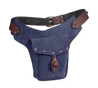 Medieval Waistpack Bag Leather Small Purse Leather Sporting Riding Hip Fanny Waist Athletic Leggings for Women High Waist Pack (Blue, One Size)