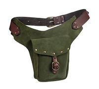 Medieval Waistpack Bag Leather Small Purse Leather Sporting Riding Hip Fanny Waist Colorful Leggings for Women High Waist Pack (Green, One Size)