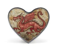 Medieval Wales Dragon Badge Pin Brooch Button Stylish Heart Shaped Decorative for Clothes Backpacks Hats