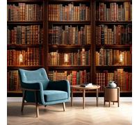 Medieval Wall Mural Library Wallpaper Non-Woven Bookshelf Living Room Bedroom Kitchen Office Background Wall Covering 400 x 280 cm
