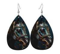 Medieval War Horses Teardrop Leather Earrings, Women'S Accessories, Versatile Earrings Suitable For Commuting And Travel.