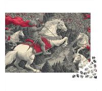 Medieval Warrior And Knight on White Horse Rätsel Für Erwachsene || Familienspaß-Puzzles 1000pcs (75x50cm) Erwachsene