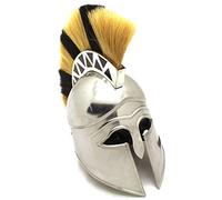 Medieval Warrior Brand 18G Steel Greek Corinthian Armor Helmet w/ Plume, Leather Liner and Helmet Stand